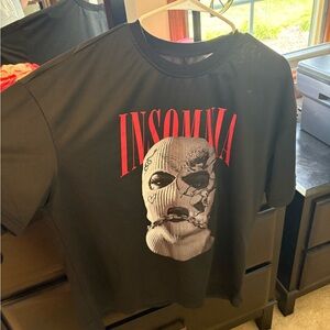 NFINITY Black Tee with Red "INSOMNIA" & White Mask Graphic